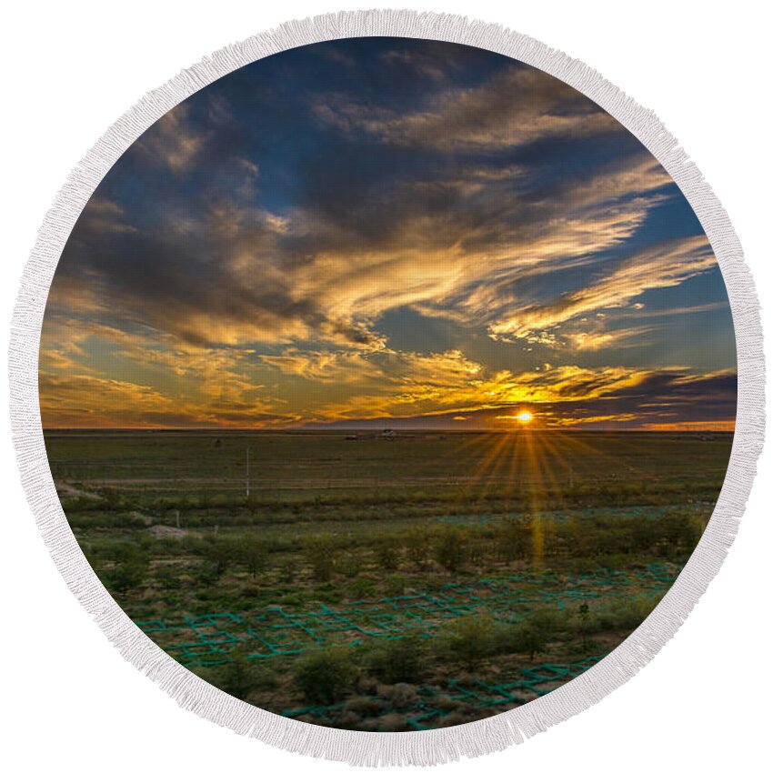 China Round Beach Towel featuring the photograph Sunset Over China by Andrew Matwijec
