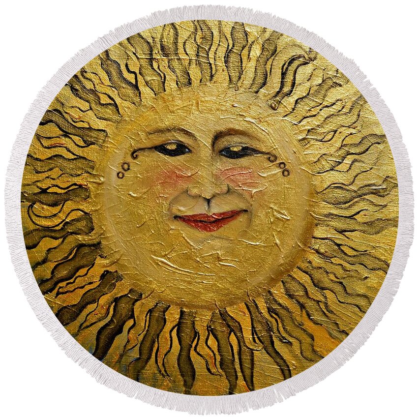 Sun Painting Round Beach Towel featuring the painting Sunshine 2012 by Leandria Goodman