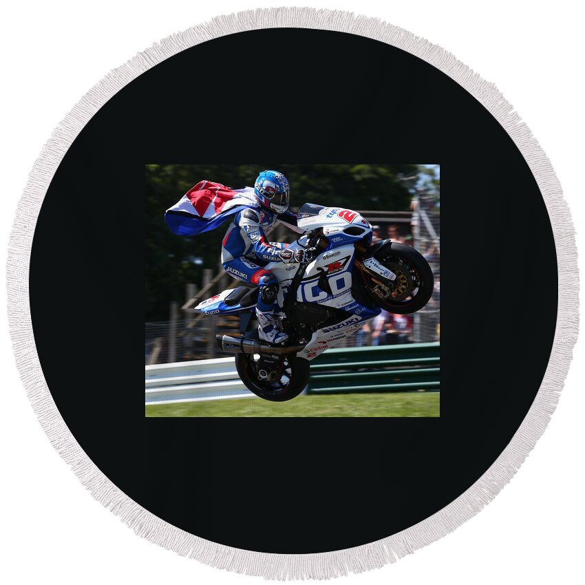 Motorcycle Round Beach Towel featuring the photograph Superbike superhero by Lawrence Christopher