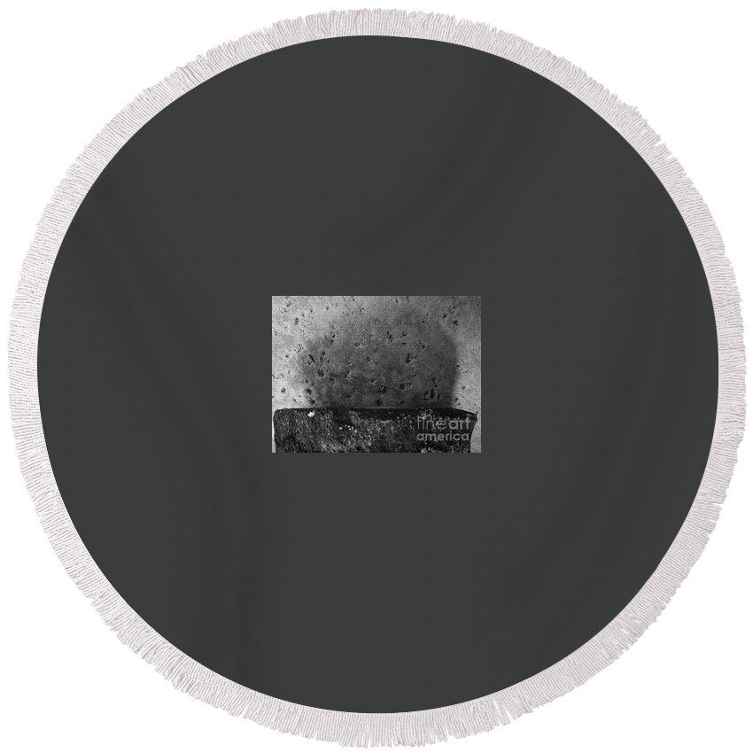 Black And White Photograph Round Beach Towel featuring the photograph Surface 3 by Fei A