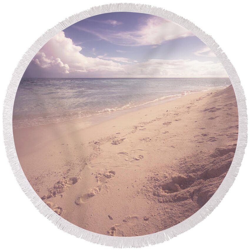 Maldives Round Beach Towel featuring the photograph Sweet Moment of Nostalgy. Maldives by Jenny Rainbow