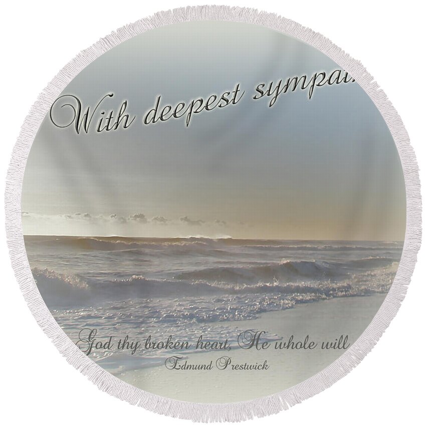 Sympathy Round Beach Towel featuring the photograph Sympathy Greeting Card - Ocean After Storm by Carol Senske