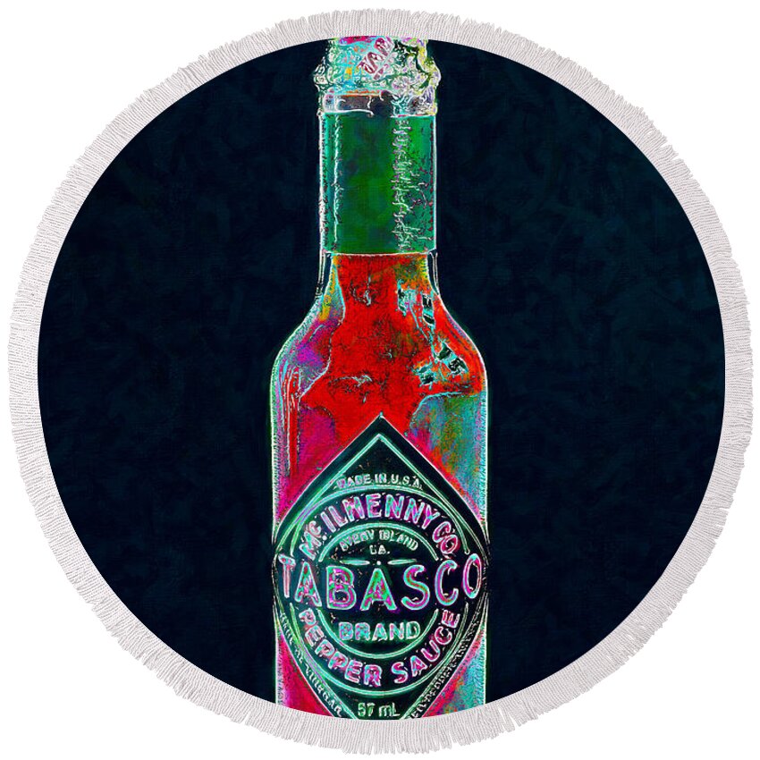 Wingsdomain Round Beach Towel featuring the photograph Tabasco Sauce 20130402 by Wingsdomain Art and Photography