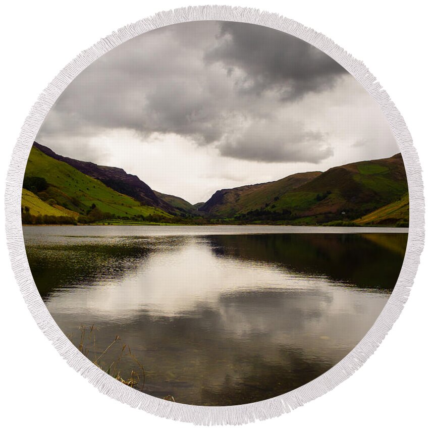 Canvas Round Beach Towel featuring the photograph Talyllyn Lake Snowdonia by Mark Llewellyn