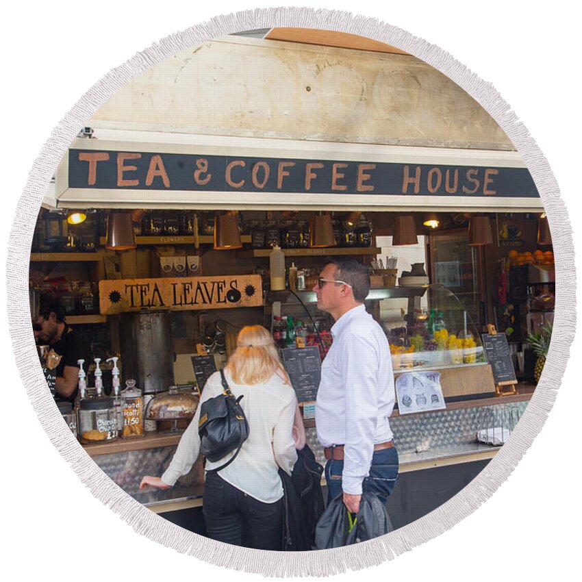 Vacation Round Beach Towel featuring the photograph Tea and Coffee House by Allan Morrison