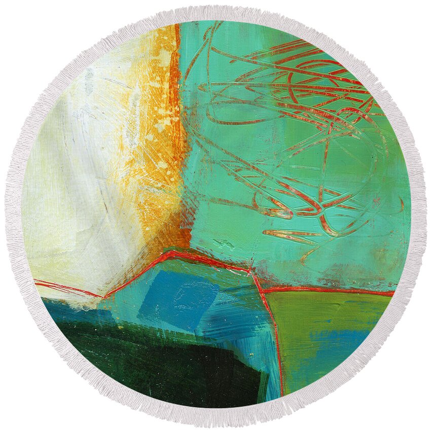 4x4 Round Beach Towel featuring the painting Teeny Tiny Art 110 by Jane Davies