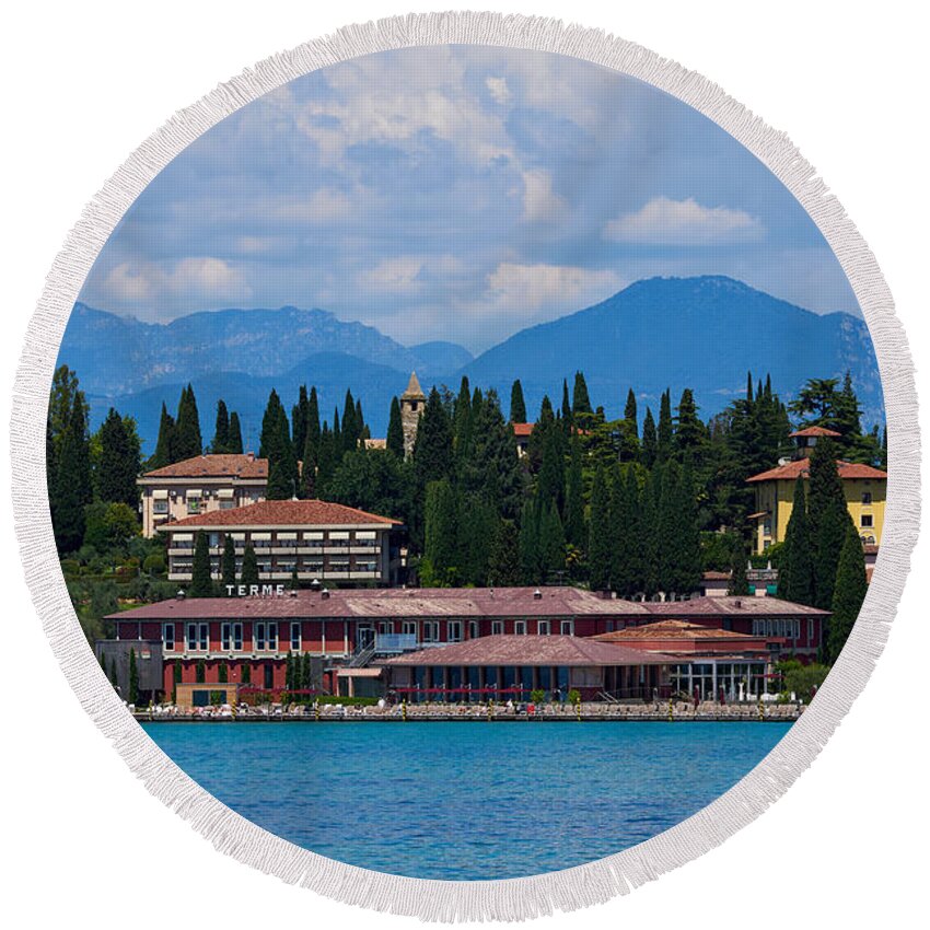 Desenzano Round Beach Towel featuring the photograph Terme di Sirmione. Lago di Garda by Jouko Lehto