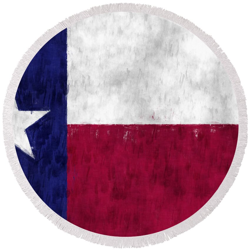 Texas Round Beach Towel featuring the digital art Texas Flag by World Art Prints And Designs