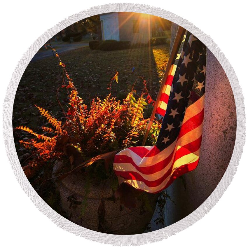 Patriotic Round Beach Towel featuring the photograph Thank You For Serving by Robert McCubbin