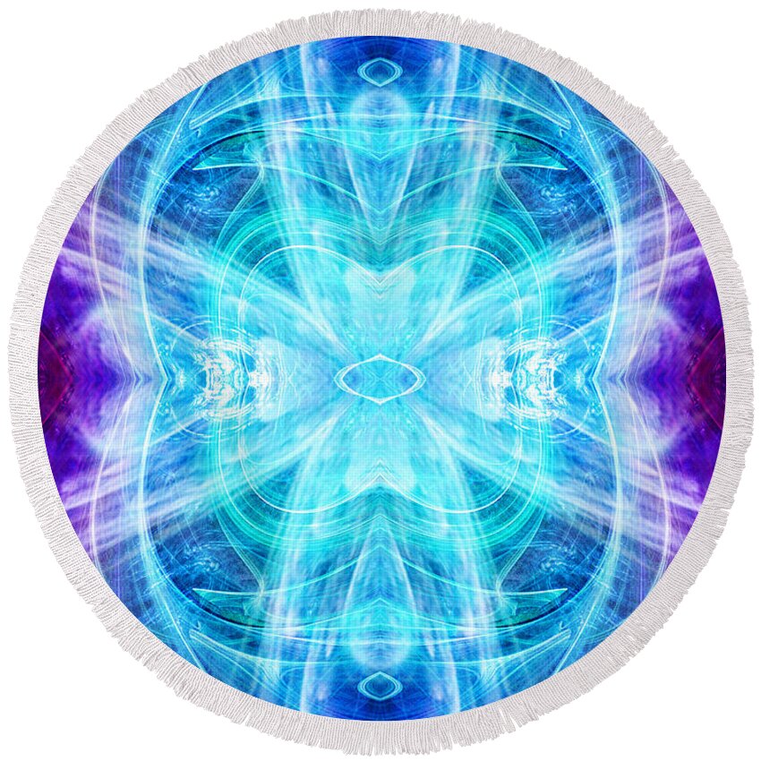 Angel Round Beach Towel featuring the digital art The Angel of Spiritual Light by Diana Haronis