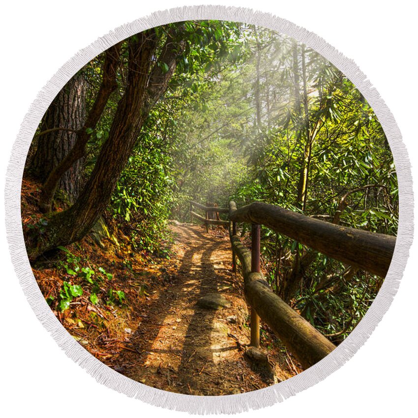 Appalachia Round Beach Towel featuring the photograph The Benton Trail by Debra and Dave Vanderlaan