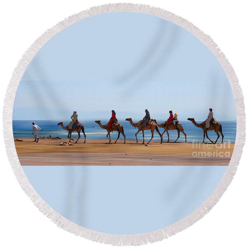 Caravan Round Beach Towel featuring the photograph The caravan by Hannes Cmarits
