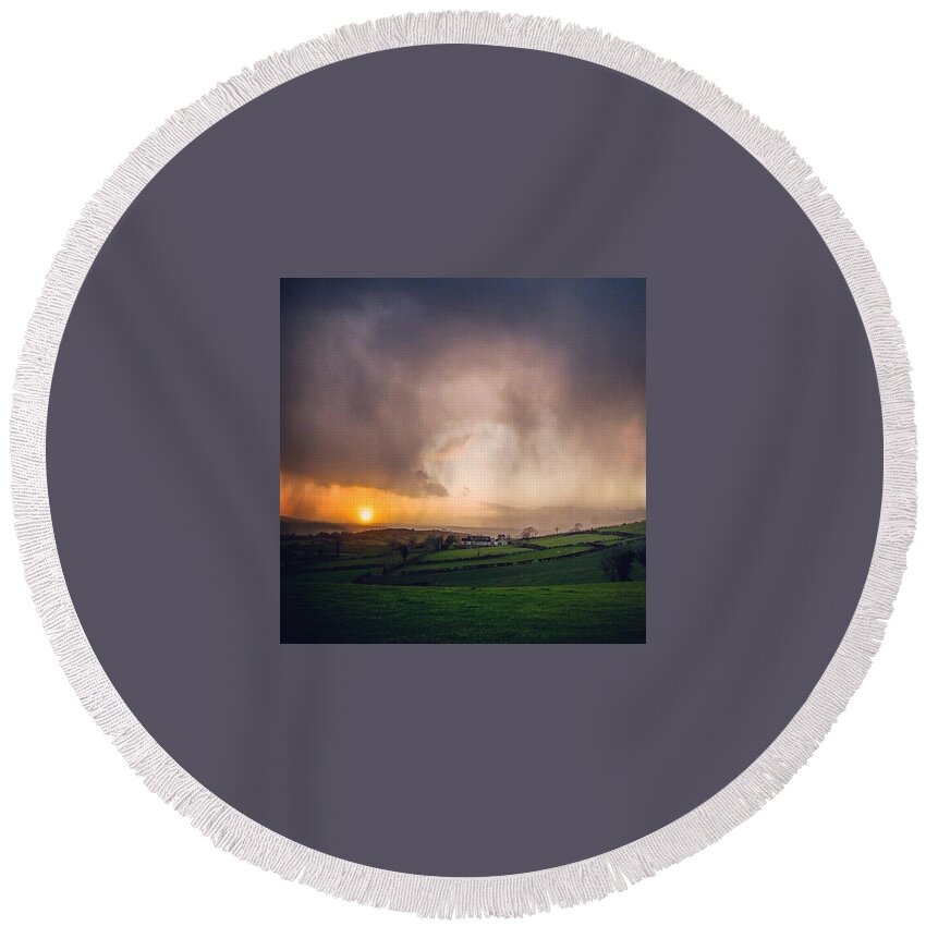 Irish Round Beach Towel featuring the photograph The Cauldron In The Sky by Aleck Cartwright