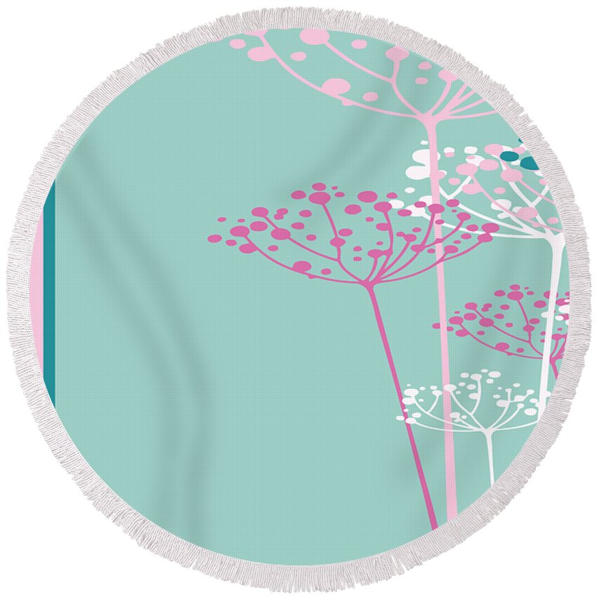 Dill Round Beach Towel featuring the mixed media The Dill 1 Version 1 by Angelina Tamez
