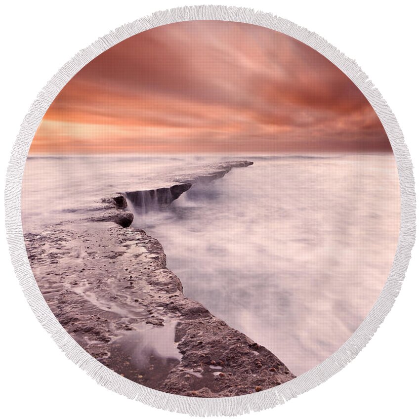 Beach Round Beach Towel featuring the photograph The edge of earth by Jorge Maia