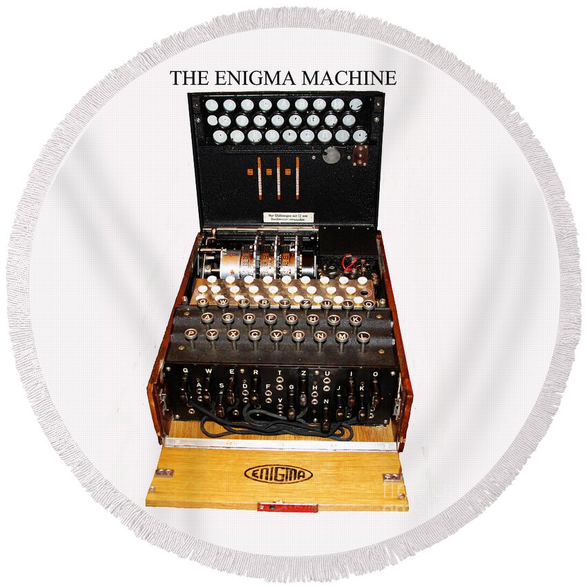 Secrets Round Beach Towel featuring the photograph The Enigma Machine by Tom Conway