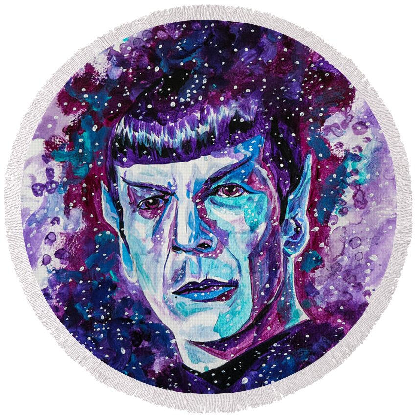 Portrait Round Beach Towel featuring the painting The Final Frontier by Joel Tesch