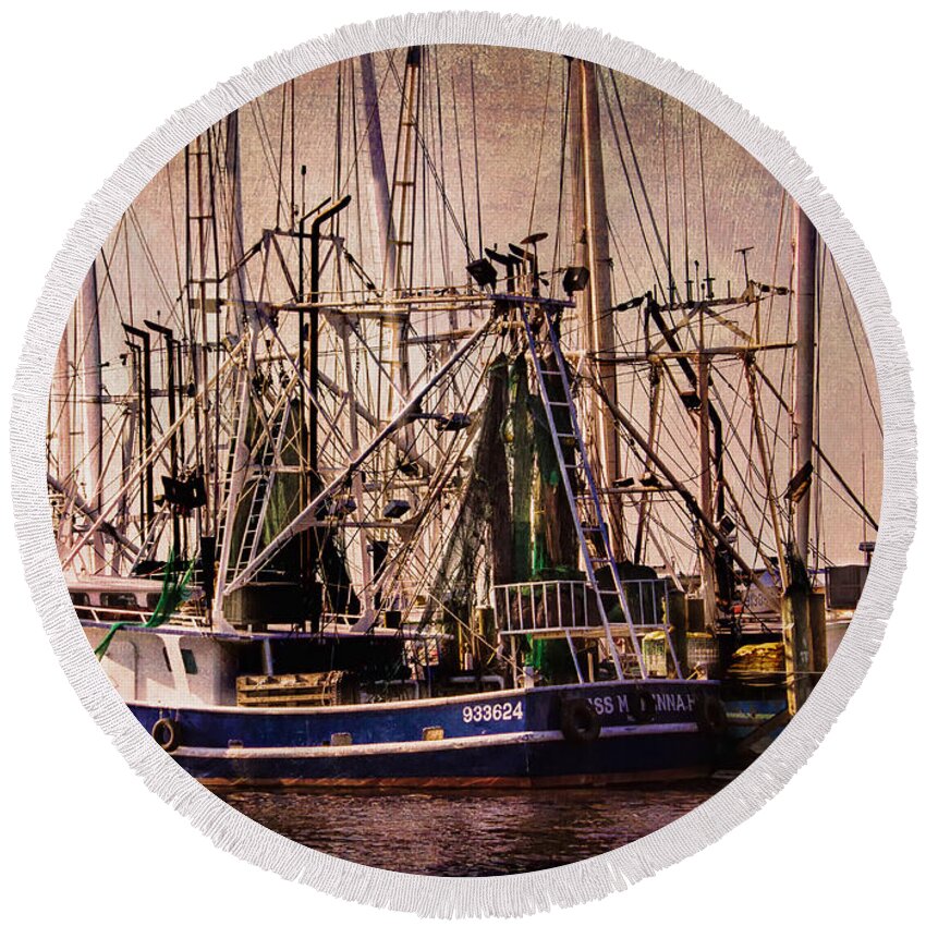 Boats Round Beach Towel featuring the photograph The Fleets In by Barry Jones