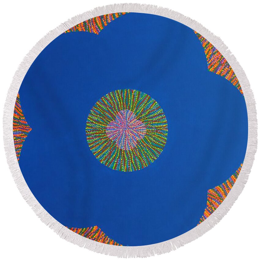 Flower Round Beach Towel featuring the painting The Flower 2 by Kyung Hee Hogg