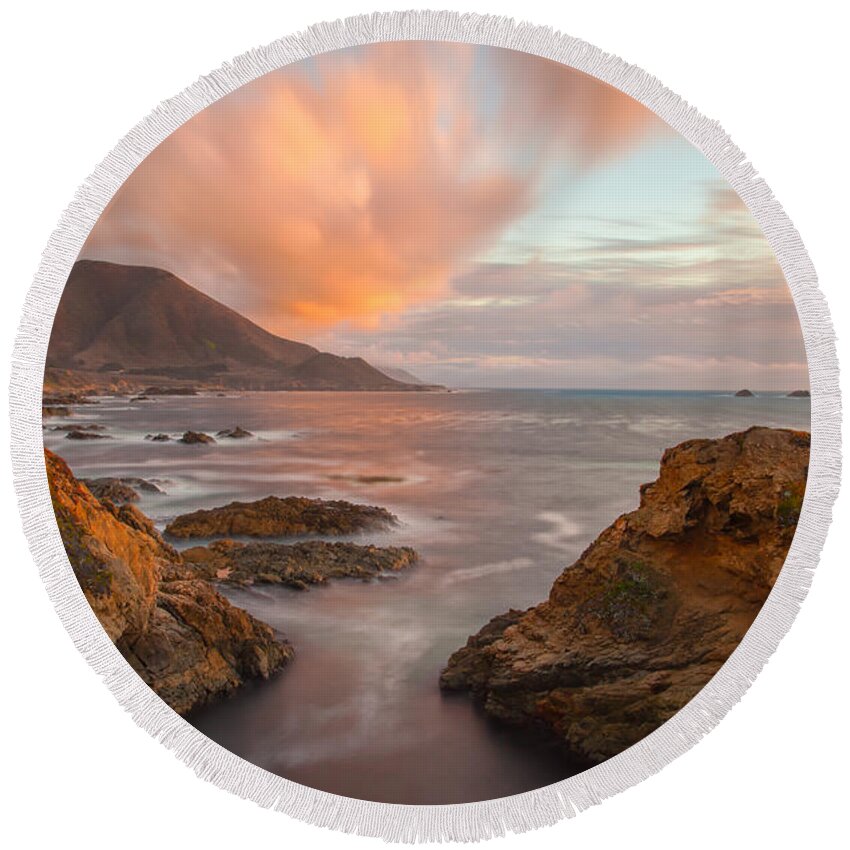Landscape Round Beach Towel featuring the photograph The Golden Hour 1 by Jonathan Nguyen