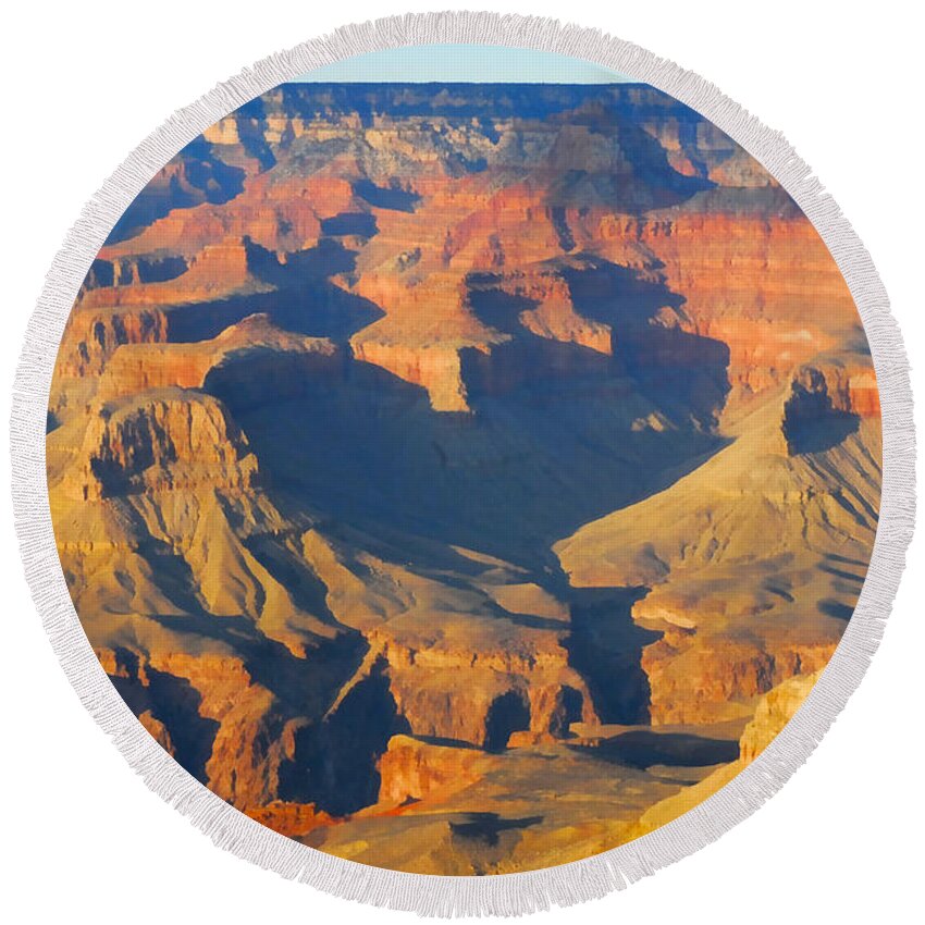 The Grand Canyon From Outer Space Round Beach Towel featuring the photograph The Grand Canyon From Outer Space by Jpl