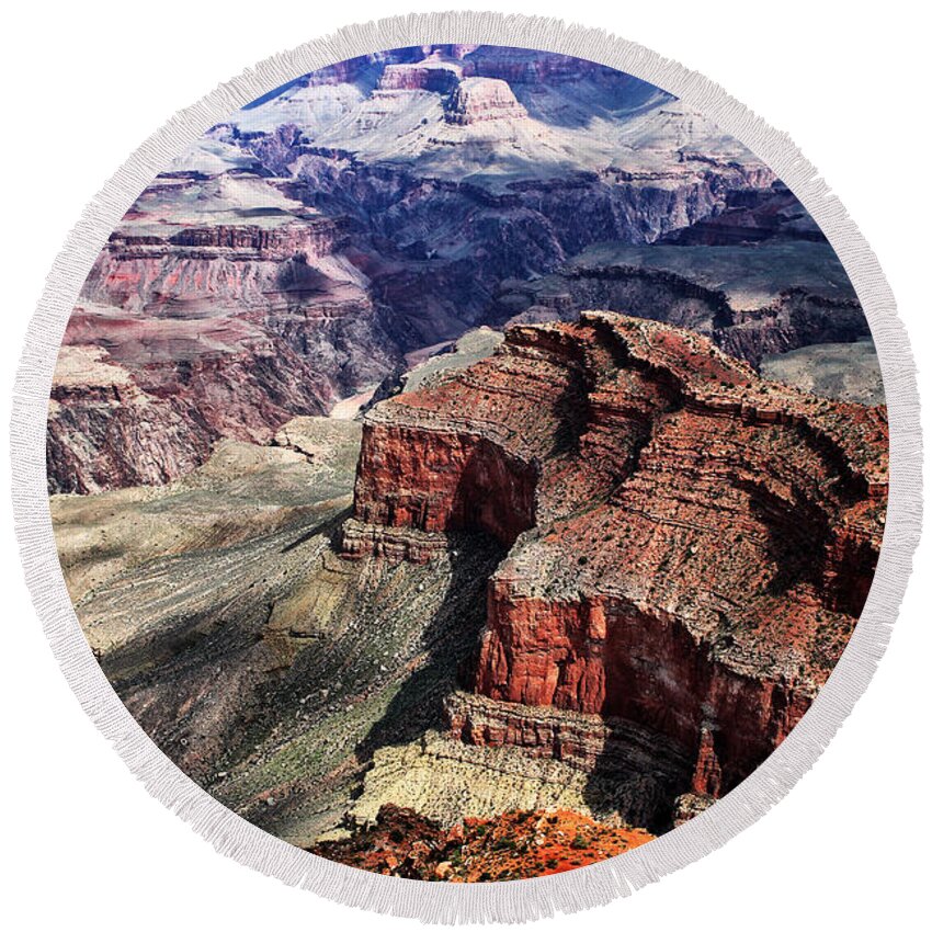 Arizona.the Grand Canyon Round Beach Towel featuring the photograph The Grand Canyon V by Tom Prendergast