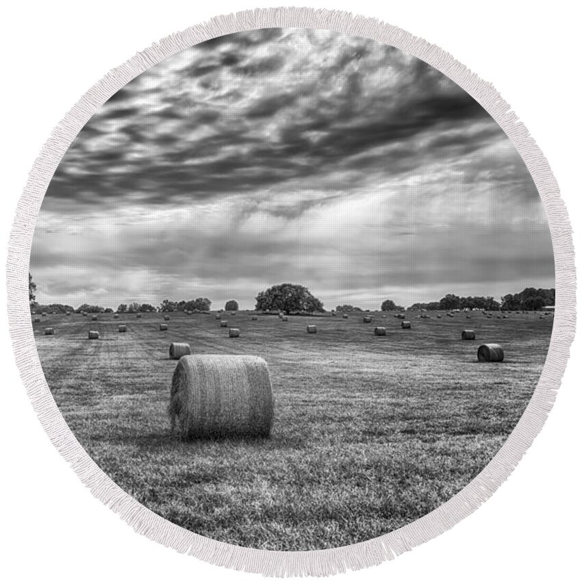 Hay Round Beach Towel featuring the photograph The Hay Bails by Howard Salmon