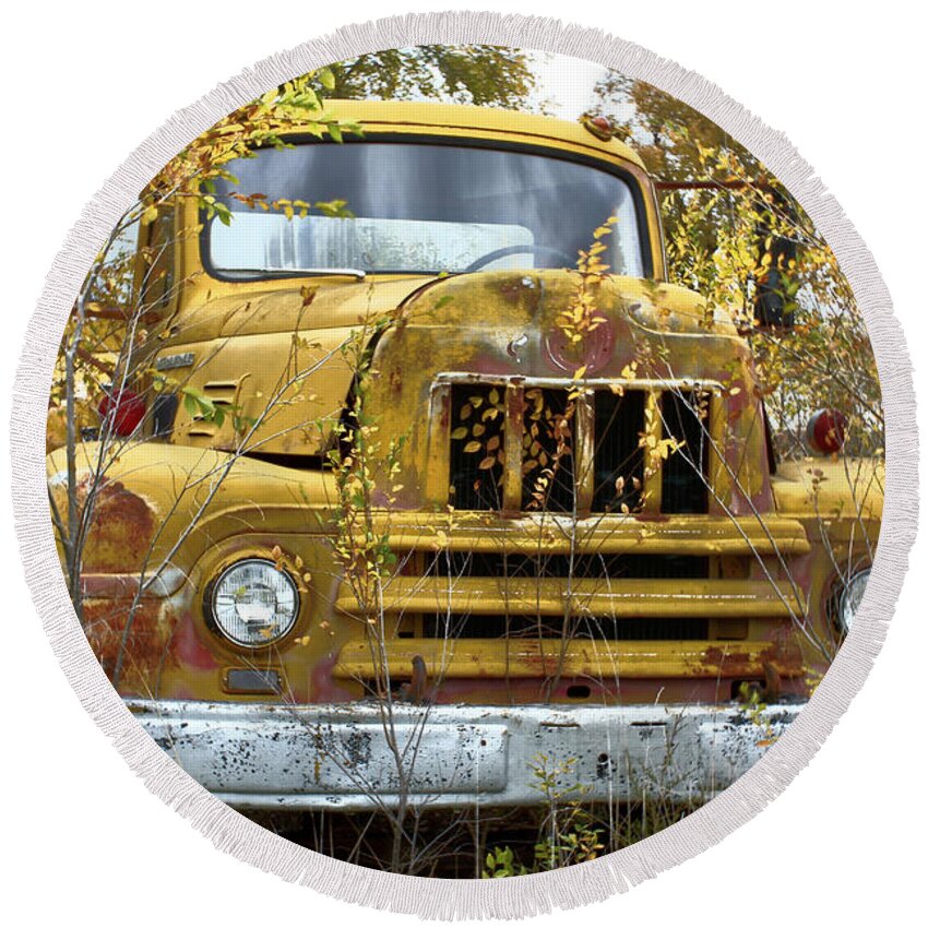 International Round Beach Towel featuring the photograph The Heavy Hauler by Lynn Sprowl