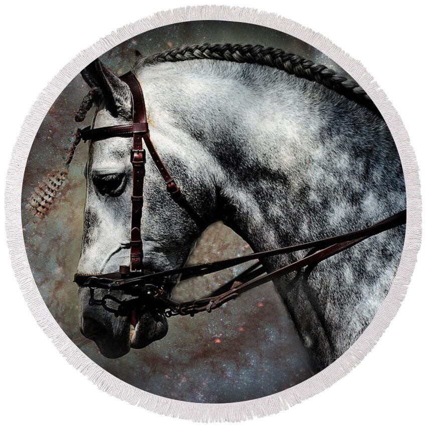 Horse Round Beach Towel featuring the photograph The Horse Among the Stars by Jenny Rainbow