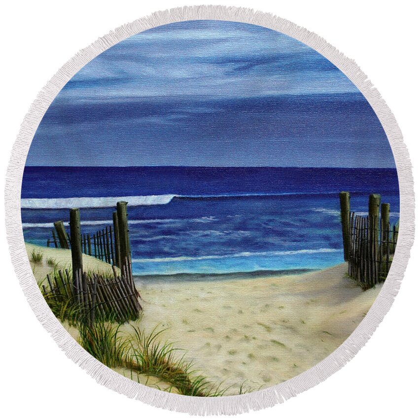 Beach Round Beach Towel featuring the painting The Jersey Shore by Daniel Carvalho