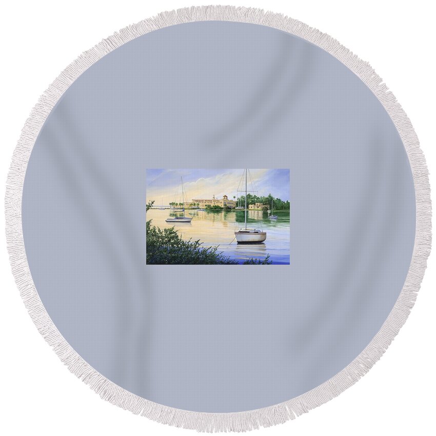 Hotel Round Beach Towel featuring the painting The Last Dawn by AnnaJo Vahle