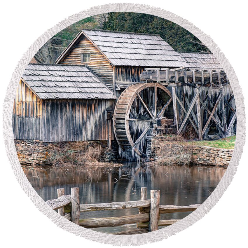 Mabry Mill Round Beach Towels