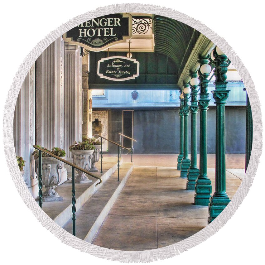 City Round Beach Towel featuring the photograph The Menger Hotel in San Antonio by David and Carol Kelly