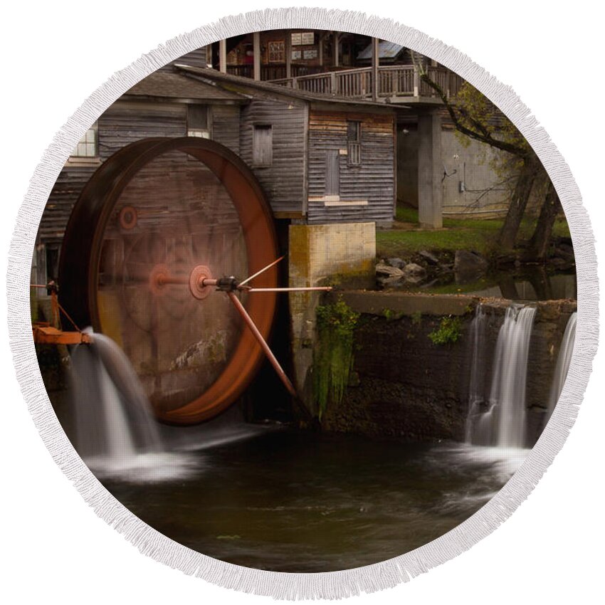 Grist Round Beach Towel featuring the photograph The Old Mill Detail by Douglas Stucky