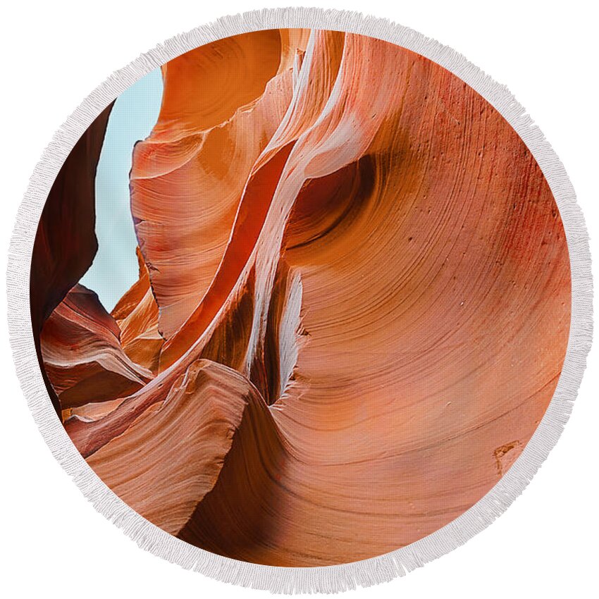 Antelope Canyon Round Beach Towel featuring the photograph The Orange Wall by Jason Chu