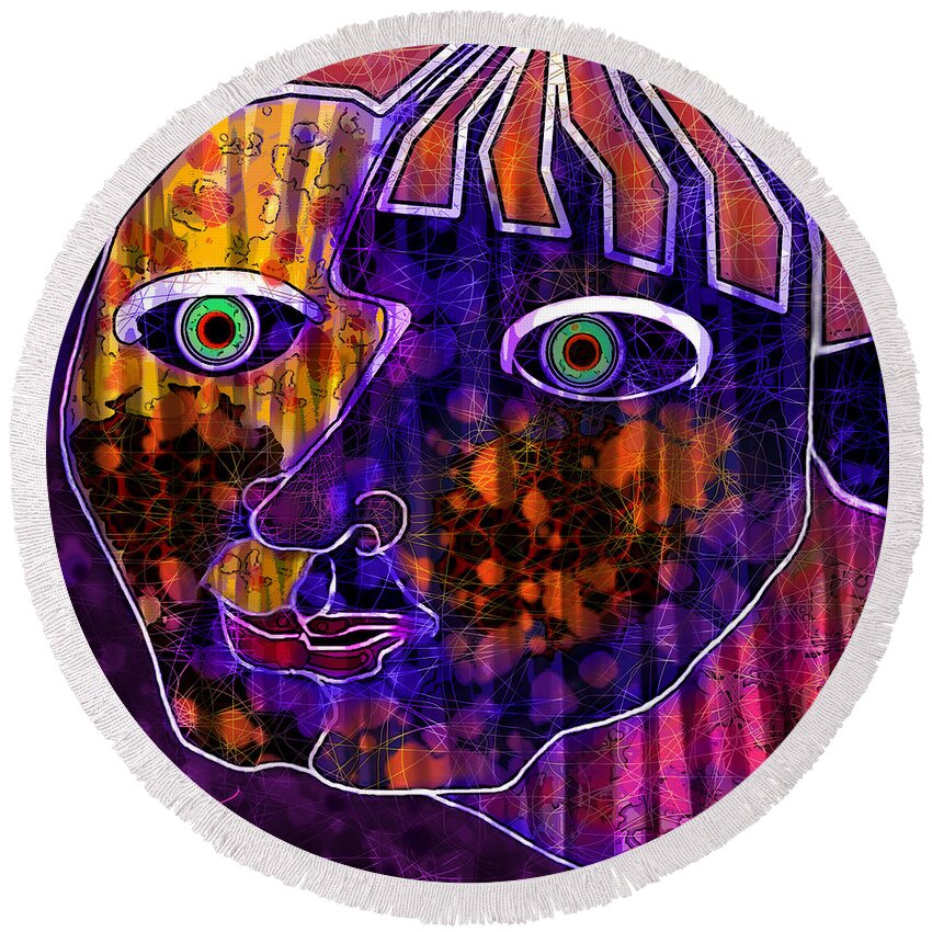 Portrait Round Beach Towel featuring the digital art The Other Cheek by Carol Jacobs