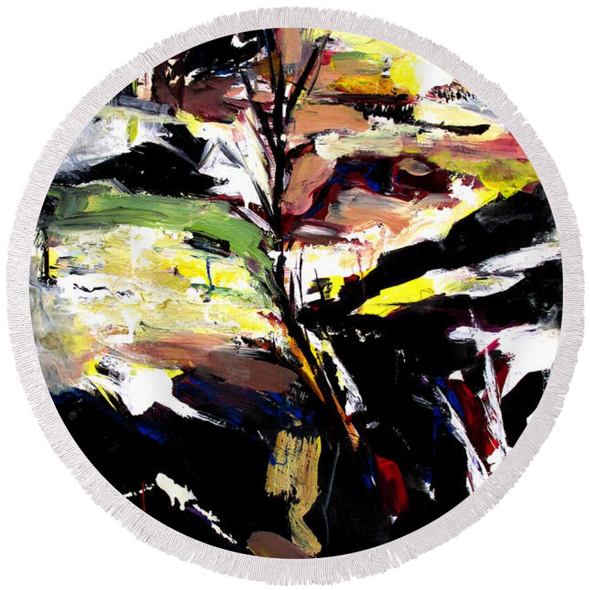 Landscape Round Beach Towel featuring the painting The Path That Took Me To You by John Gholson