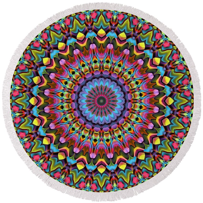Psychedelic Round Beach Towel featuring the digital art The Psychedelic Days by Lyle Hatch