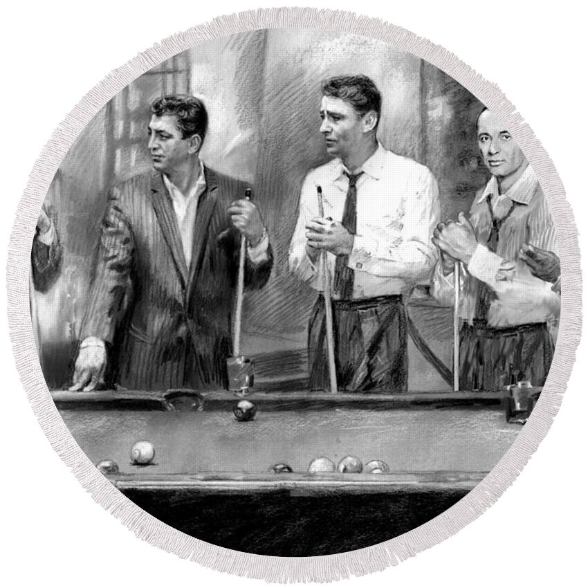 The Rat Pack Round Beach Towel featuring the drawing The Rat Pack by Viola El