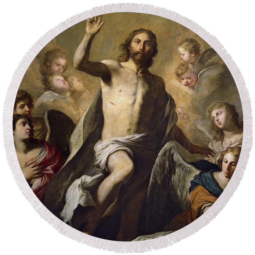 Pietro Novelli Round Beach Towel featuring the painting The Resurrection of Christ by Pietro Novelli