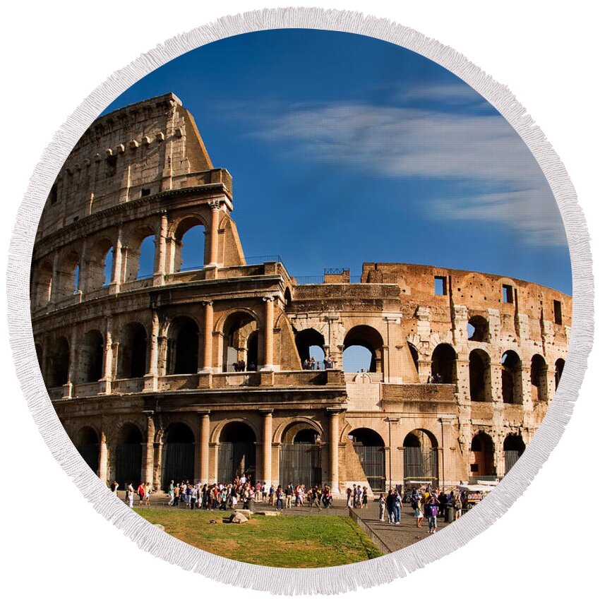 Colosseum Round Beach Towel featuring the photograph The Roman Colosseum by Weston Westmoreland