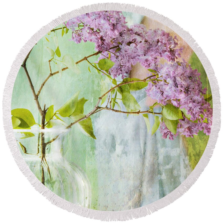Lilacs Round Beach Towel featuring the photograph The Scent Of Lilacs by Theresa Tahara