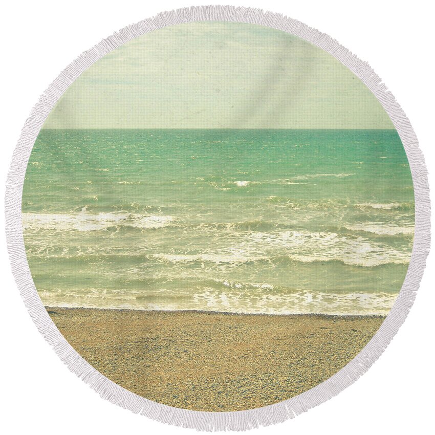 Landscape Round Beach Towel featuring the photograph The Sea the Sea by Cassia Beck
