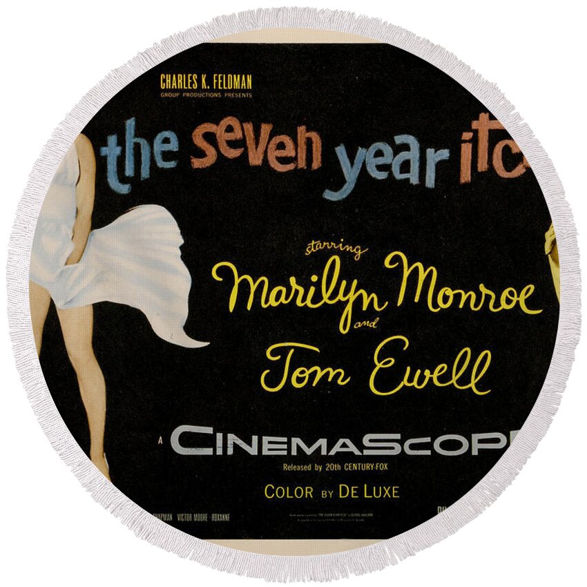 The Seven Year Itch Round Beach Towel featuring the digital art The Seven Year Itch by Georgia Clare
