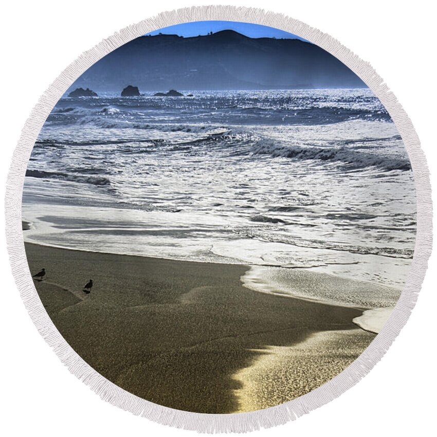 Ocean Round Beach Towel featuring the photograph The Shore by Spencer Hughes