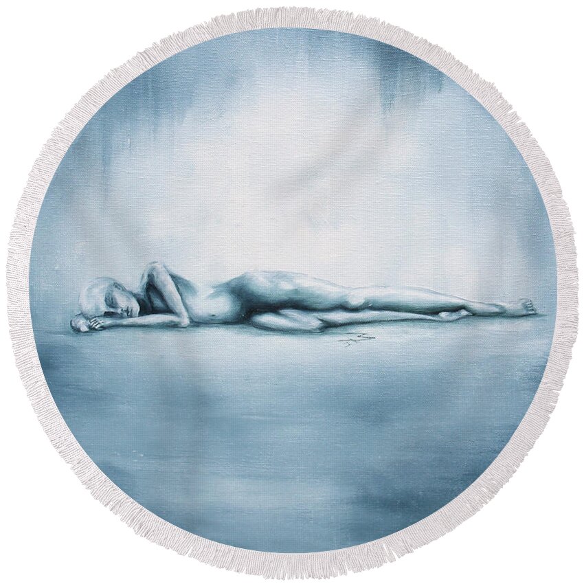Cancer Round Beach Towel featuring the painting The Sparrow by Meaghan Troup