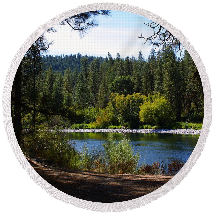 Spokane Round Beach Towel featuring the photograph The Spokane River #4 by Ben Upham III