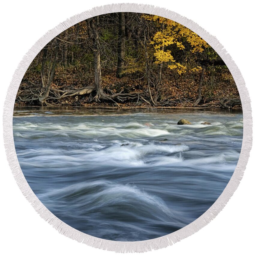 Art Round Beach Towel featuring the photograph The Thornapple River in October by Randall Nyhof