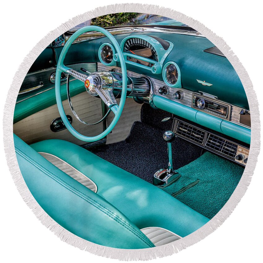 Ford Round Beach Towel featuring the photograph The Ford Thunderbird by Adrian Evans
