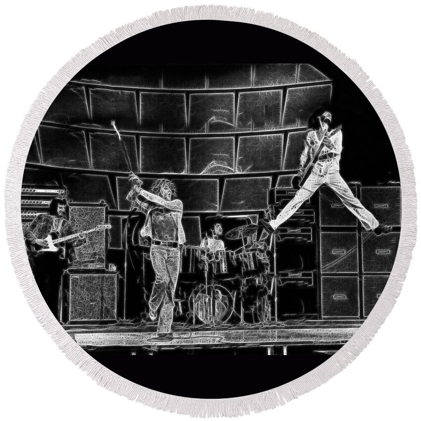 The Who Round Beach Towel featuring the photograph The Who - A Pencil Study - Designed by Doc Braham by Doc Braham